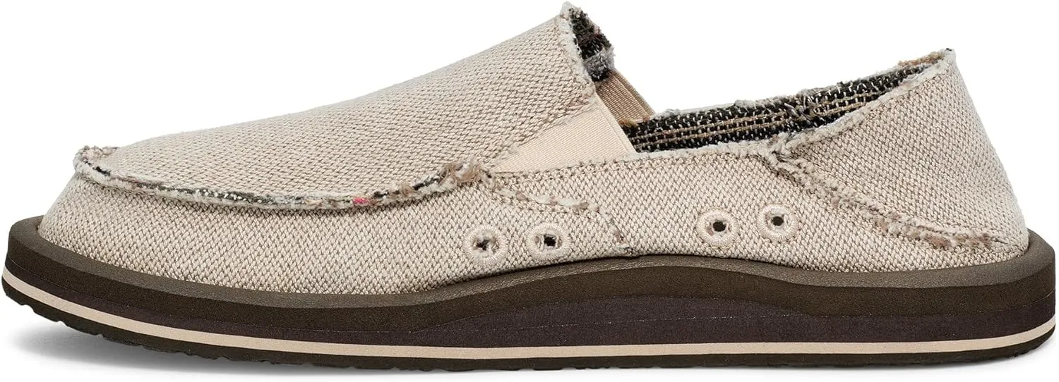 Sanuk Mens Donny Hemp 2 Tone | Mens Shoes | Slip On Shoes for Men | Men's Slip-on Loafers | Memory Foam Footbed