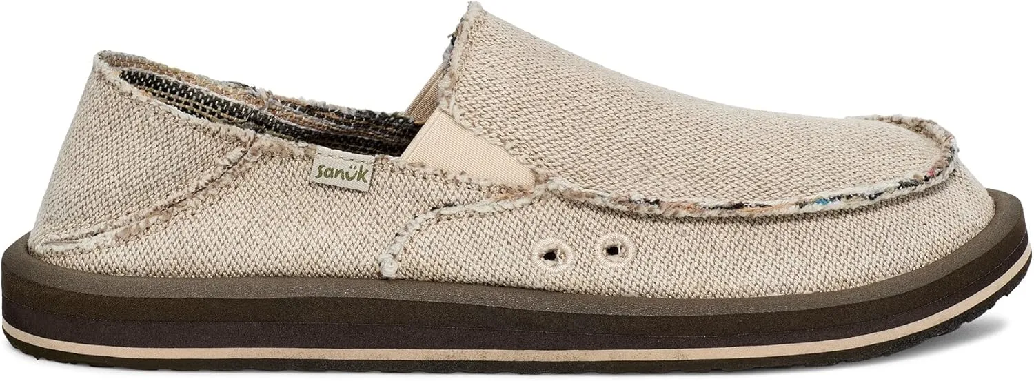 Sanuk Mens Donny Hemp 2 Tone | Mens Shoes | Slip On Shoes for Men | Men's Slip-on Loafers | Memory Foam Footbed