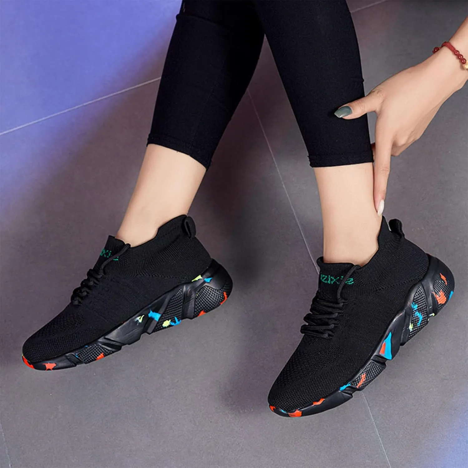 Semshedy Orthopedic Walking Platform Sneakers, Breathable Soft Shoes Mesh Casual Slip On Lightweight Arch Support Shoes