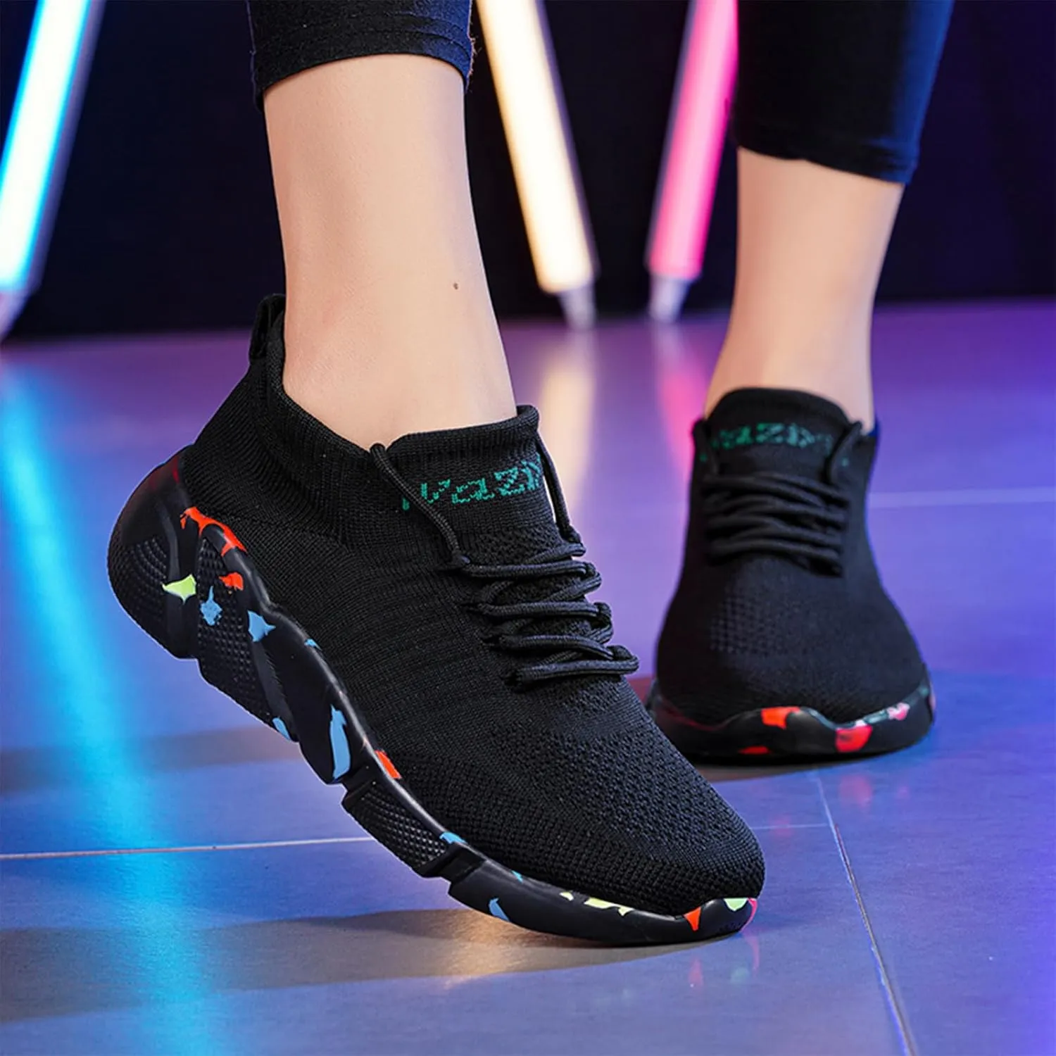 Semshedy Orthopedic Walking Platform Sneakers, Breathable Soft Shoes Mesh Casual Slip On Lightweight Arch Support Shoes