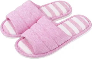 shevalues Open Toe House Slippers for Women Men Soft Cotton Indoor Shoes Memory Foam Slip On bedroom Slippers