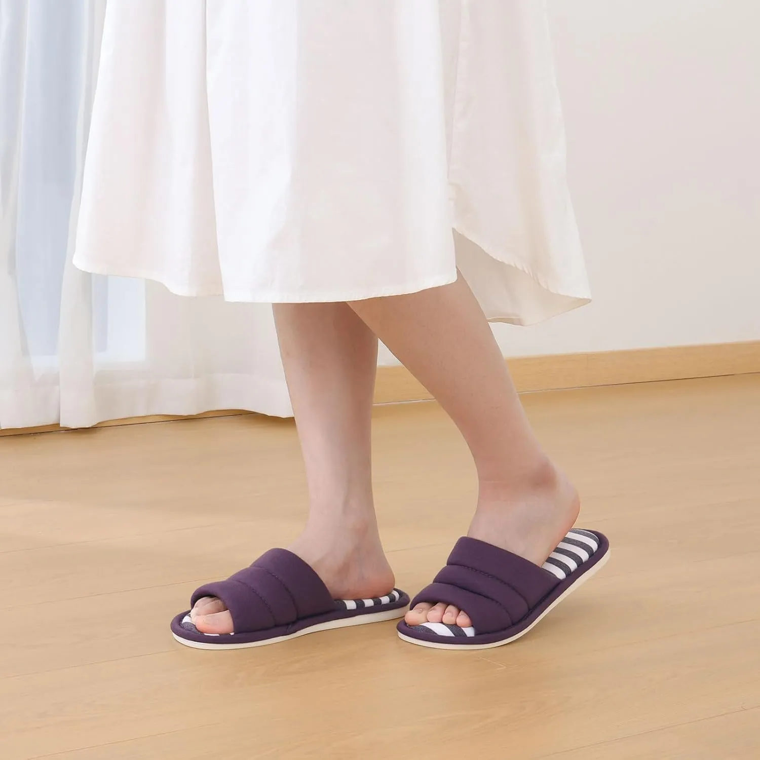 shevalues Open Toe House Slippers for Women Men Soft Cotton Indoor Shoes Memory Foam Slip On bedroom Slippers