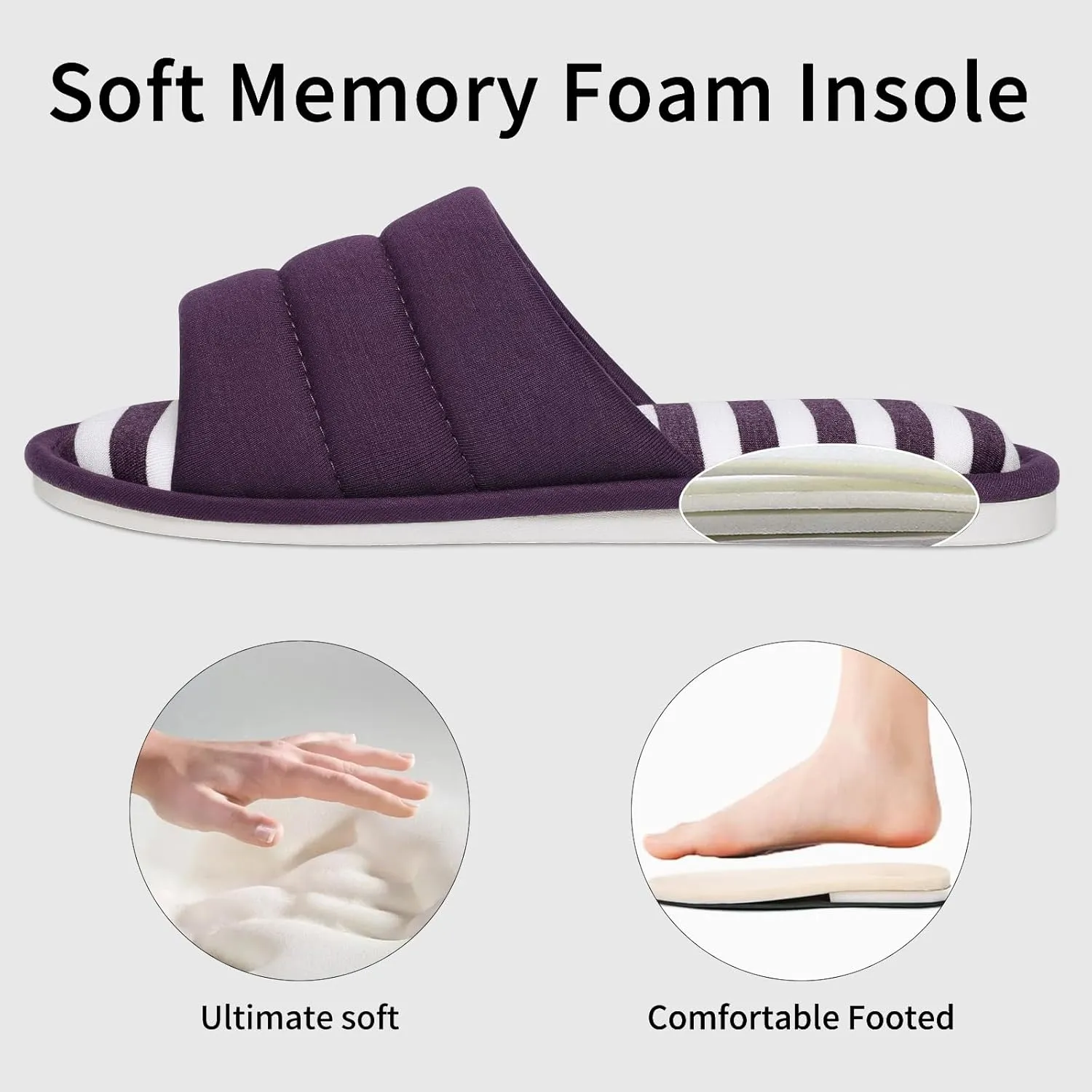 shevalues Open Toe House Slippers for Women Men Soft Cotton Indoor Shoes Memory Foam Slip On bedroom Slippers