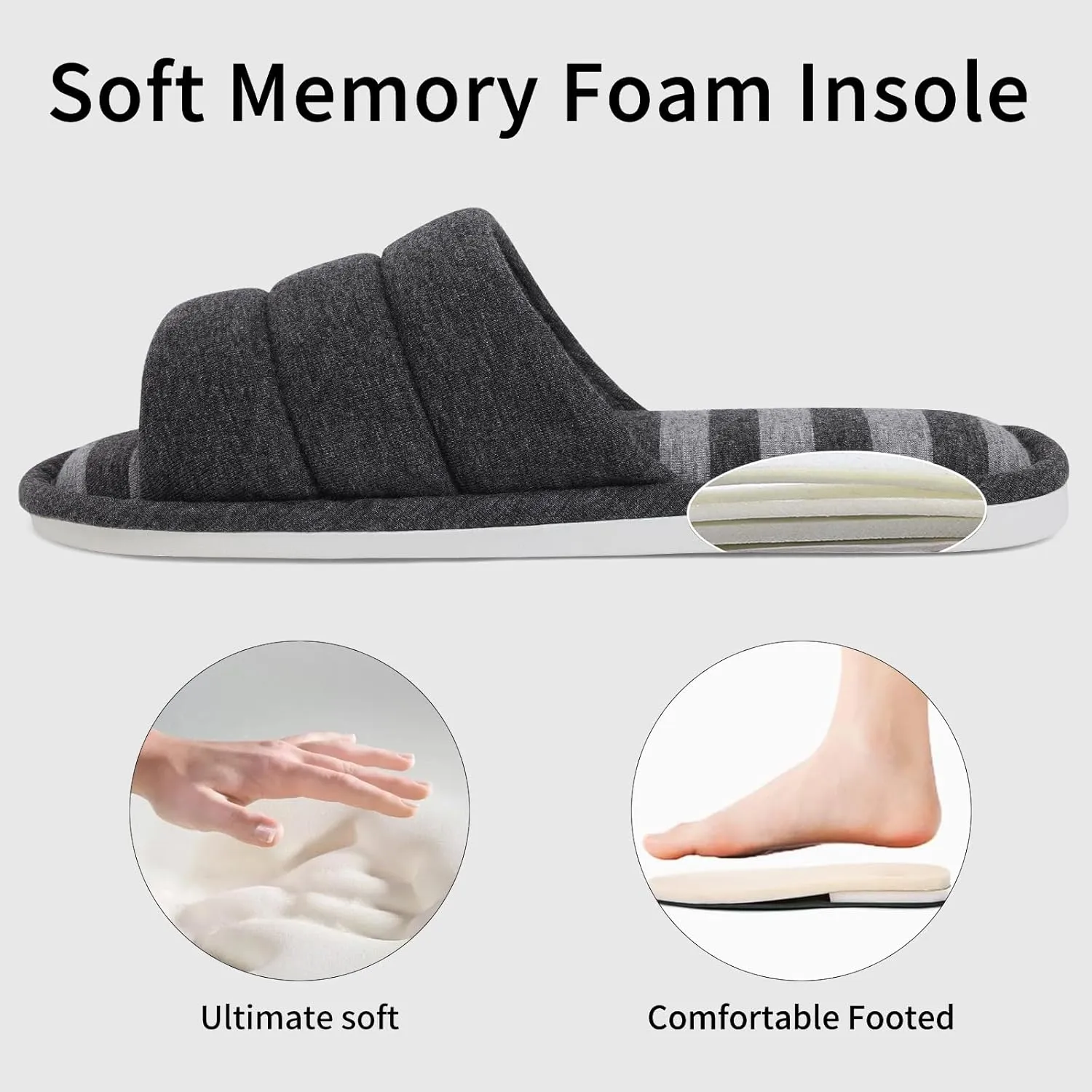 shevalues Open Toe House Slippers for Women Men Soft Cotton Indoor Shoes Memory Foam Slip On bedroom Slippers