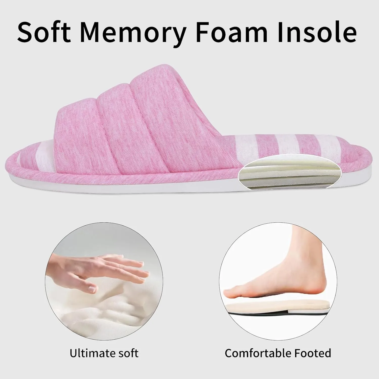 shevalues Open Toe House Slippers for Women Men Soft Cotton Indoor Shoes Memory Foam Slip On bedroom Slippers