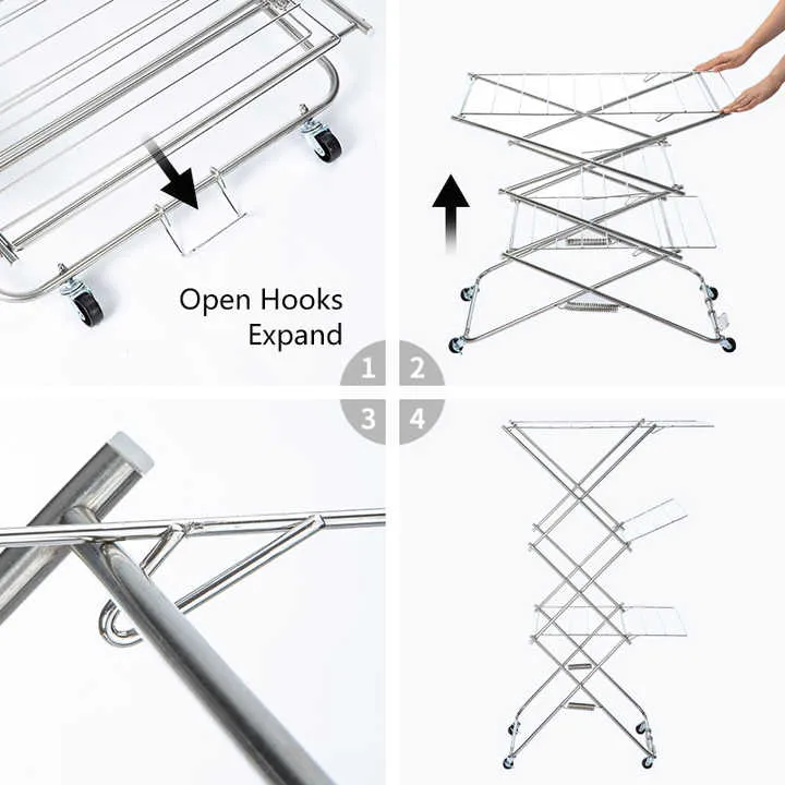 Shimoyama 304 Stainless Steel Foldable W-Shaped Drying Rack