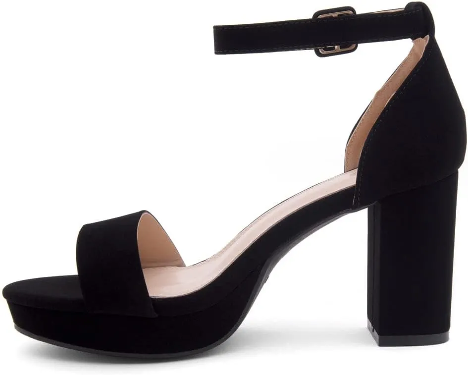 Shoe Land SL-Cabrini Women's Platform Heels, Open Toe Chunky Block Heeled Sandals with Ankle Strap – Dressy High Heel Sandals for Prom, Wedding, and Party