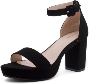 Shoe Land SL-Cabrini Women's Platform Heels, Open Toe Chunky Block Heeled Sandals with Ankle Strap – Dressy High Heel Sandals for Prom, Wedding, and Party