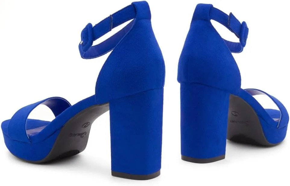 Shoe Land SL-Cabrini Women's Platform Heels, Open Toe Chunky Block Heeled Sandals with Ankle Strap – Dressy High Heel Sandals for Prom, Wedding, and Party