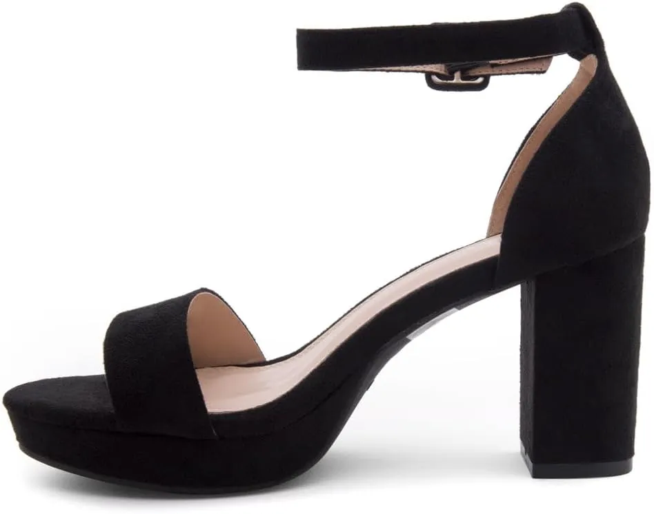 Shoe Land SL-Cabrini Women's Platform Heels, Open Toe Chunky Block Heeled Sandals with Ankle Strap – Dressy High Heel Sandals for Prom, Wedding, and Party