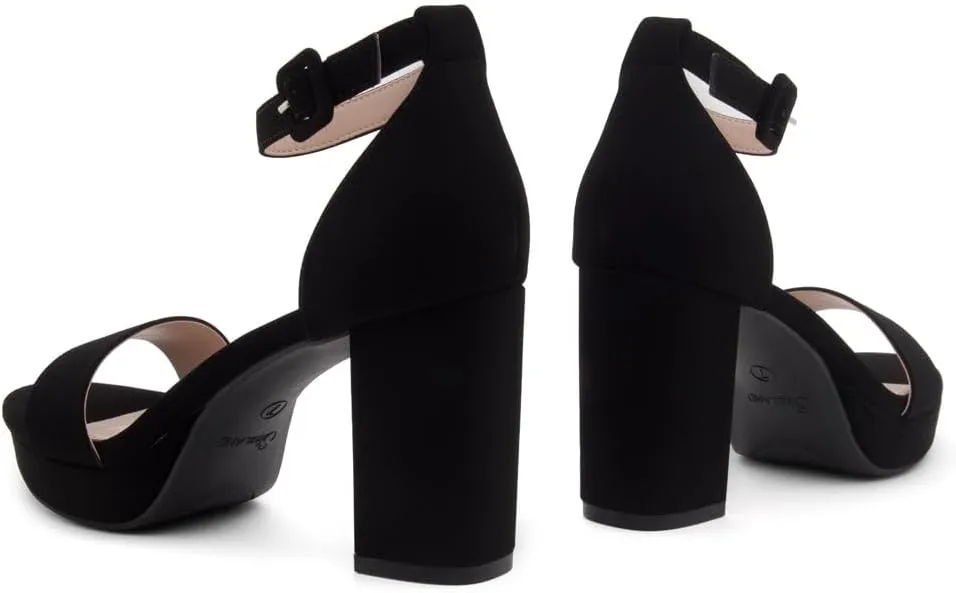 Shoe Land SL-Cabrini Women's Platform Heels, Open Toe Chunky Block Heeled Sandals with Ankle Strap – Dressy High Heel Sandals for Prom, Wedding, and Party