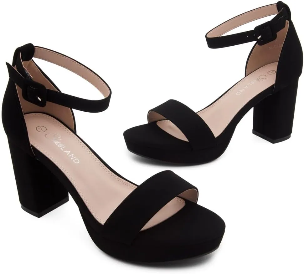 Shoe Land SL-Cabrini Women's Platform Heels, Open Toe Chunky Block Heeled Sandals with Ankle Strap – Dressy High Heel Sandals for Prom, Wedding, and Party