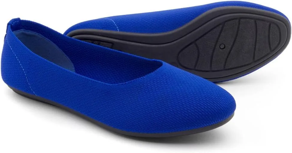 Shoe Land SL-Memory Women’s Flats – Round Toe Dressy Ballet Flats, Foldable Slip-On Knit Flat Shoes with Memory Foam, Comfortable for Daily Wear, Work, Office, and Party