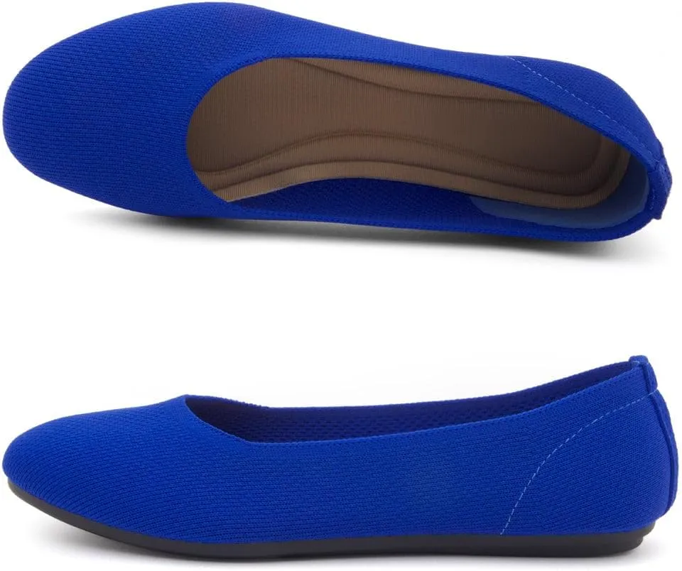 Shoe Land SL-Memory Women’s Flats – Round Toe Dressy Ballet Flats, Foldable Slip-On Knit Flat Shoes with Memory Foam, Comfortable for Daily Wear, Work, Office, and Party