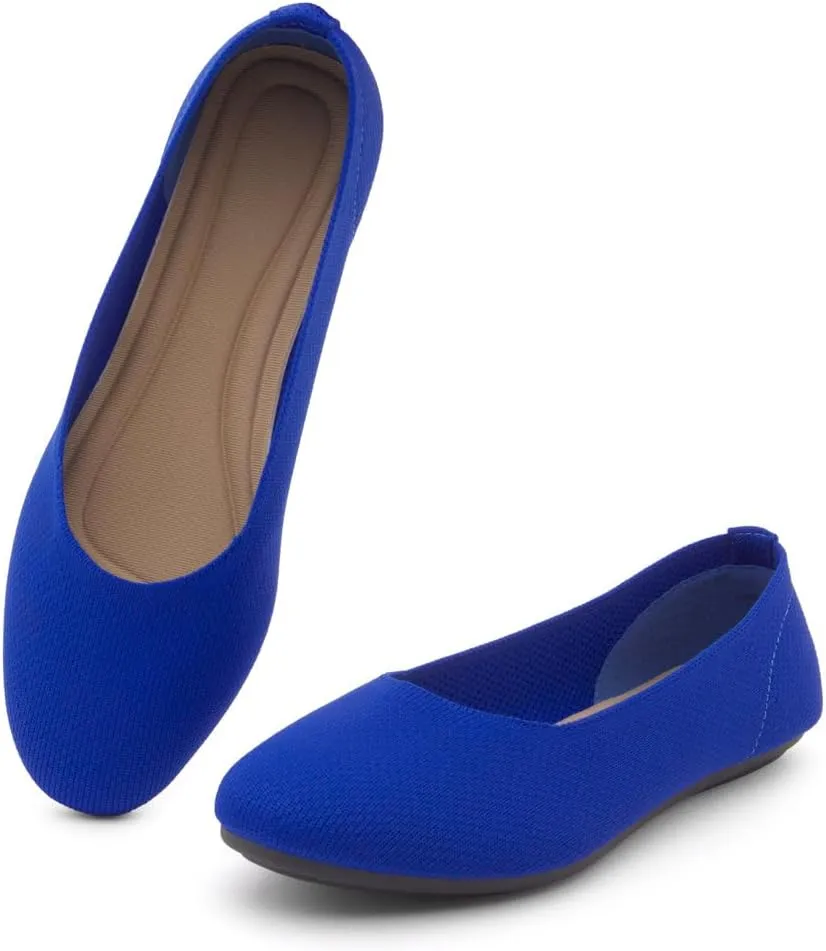 Shoe Land SL-Memory Women’s Flats – Round Toe Dressy Ballet Flats, Foldable Slip-On Knit Flat Shoes with Memory Foam, Comfortable for Daily Wear, Work, Office, and Party