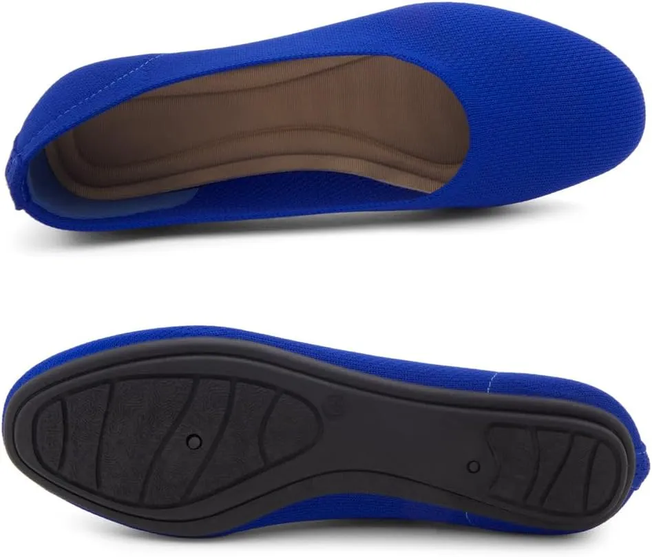 Shoe Land SL-Memory Women’s Flats – Round Toe Dressy Ballet Flats, Foldable Slip-On Knit Flat Shoes with Memory Foam, Comfortable for Daily Wear, Work, Office, and Party