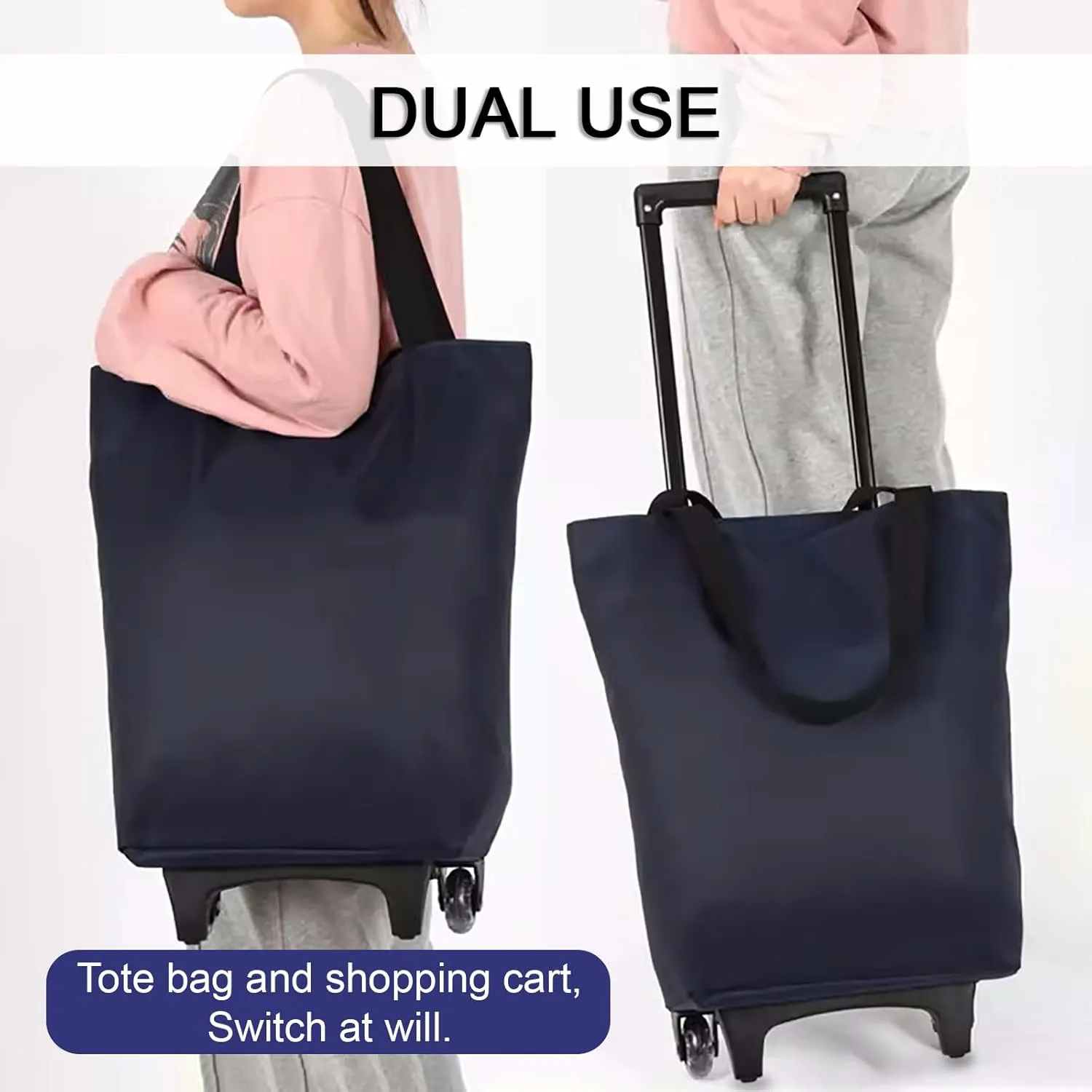 Shopping Carts for Groceries, Grocery Carts, Tote Bag on Wheels, Collapsible Shopping Cart Bags, Reusable Grocery Bags (Color : Little daisy)