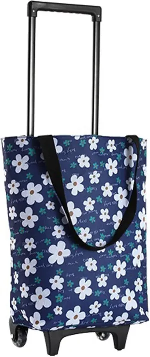 Shopping Carts for Groceries, Grocery Carts, Tote Bag on Wheels, Collapsible Shopping Cart Bags, Reusable Grocery Bags (Color : Little daisy)