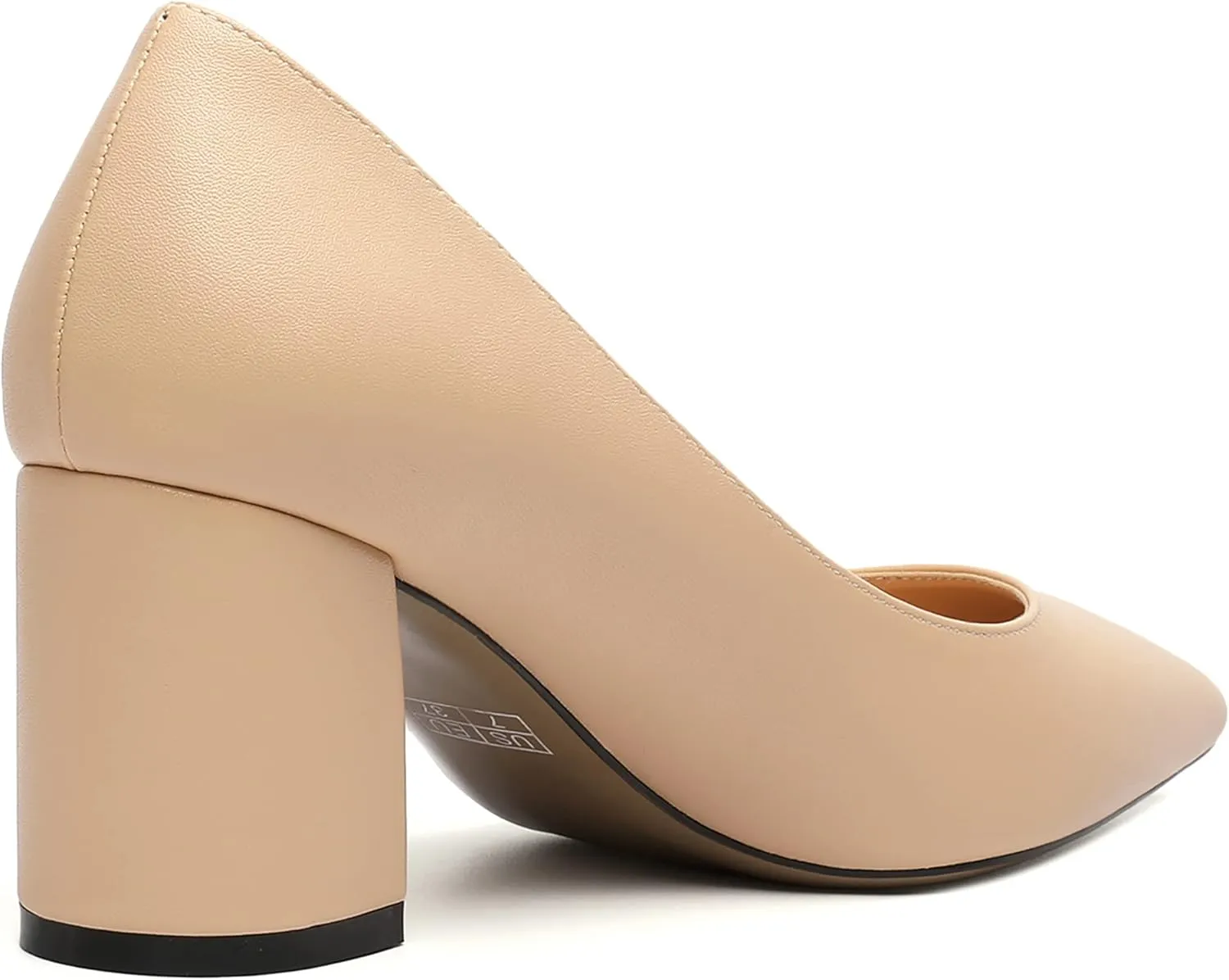 SHOWFOREST Women's Dating Slip On Pointed Toe Dress Solid Block Mid Heel Pumps Shoes 2.5 Inch