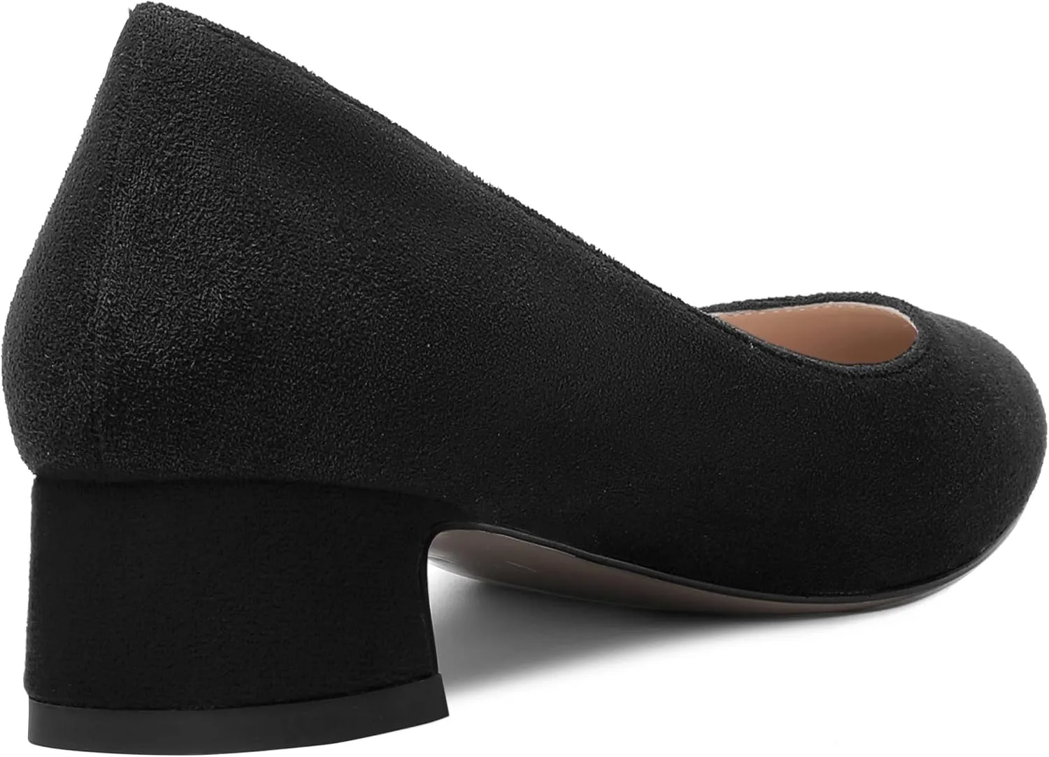 SHOWFOREST Womens Dress Solid Business Suede Round Toe Slip On Chunky Low Heel Pumps Shoes 1.5 Inch