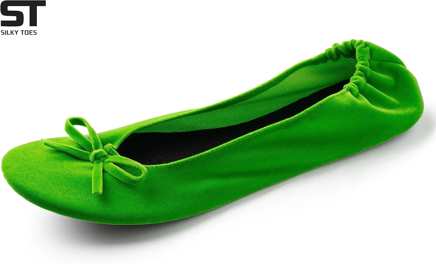 Silky Toes Women’s Velvet Foldable Ballet Flats Slip On Travel Purse Shoes with Carrying Pouch