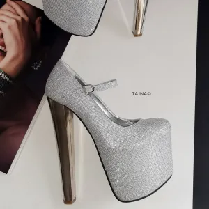 Silver Shimmer Platform Pumps
