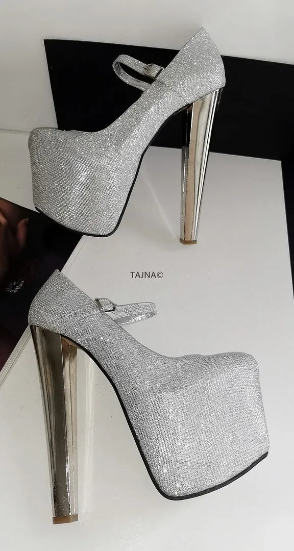 Silver Shimmer Platform Pumps