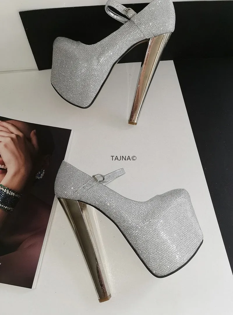 Silver Shimmer Platform Pumps