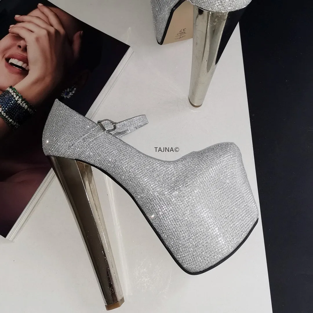 Silver Shimmer Platform Pumps