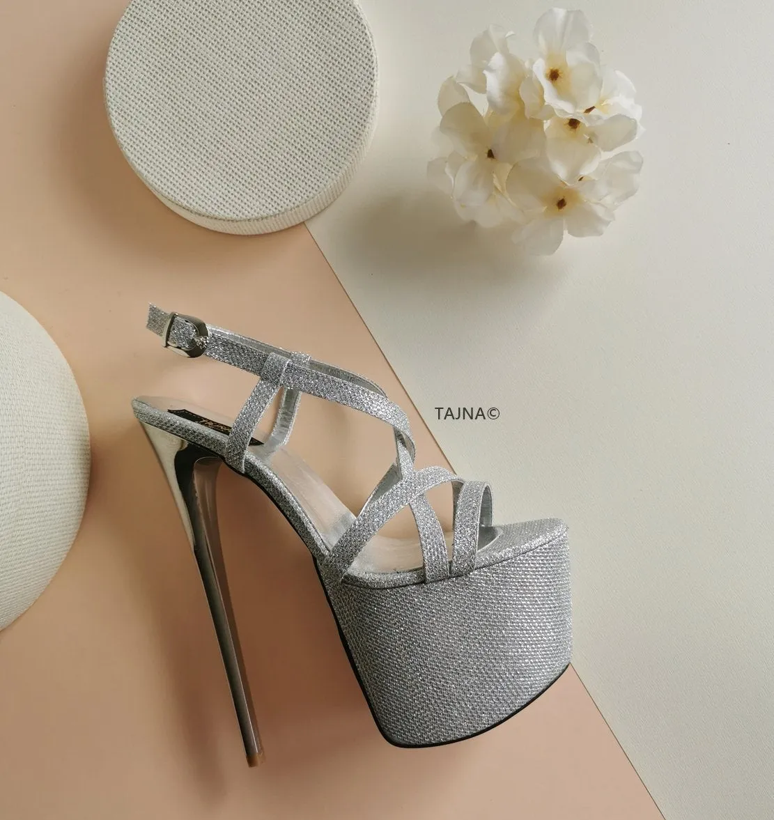 Silver Shimmer Platform Sandals