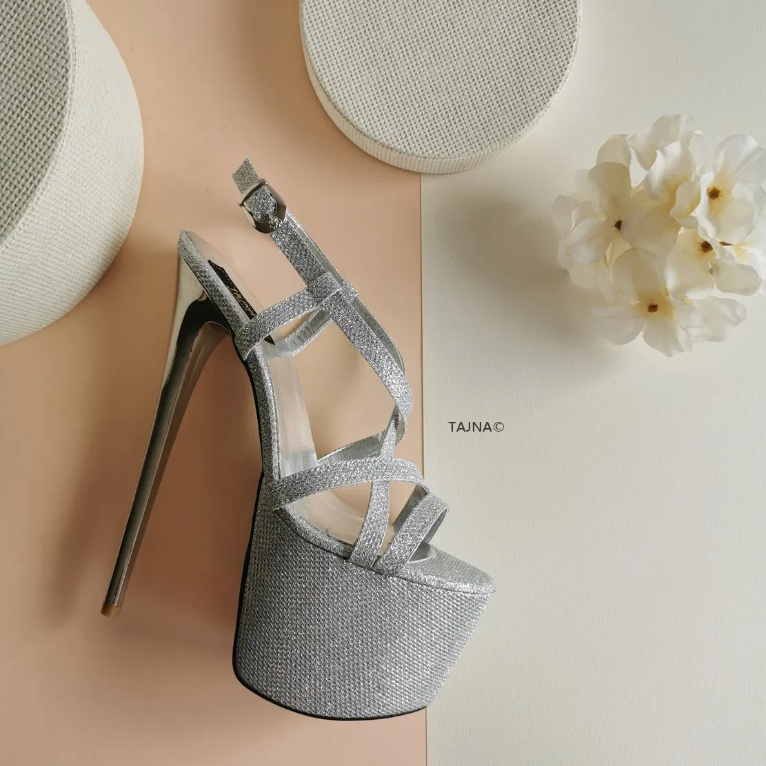 Silver Shimmer Platform Sandals