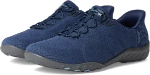 Skechers Modern Comfort Women's Women's Breathe Easy-Knitty Waves Hands Free Slip-Ins Sneaker, Navy, 9.5