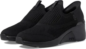 Skechers Women's A-Wedge-Crecent Hands Free Slip-ins Sneaker, Black/Black, 8.5