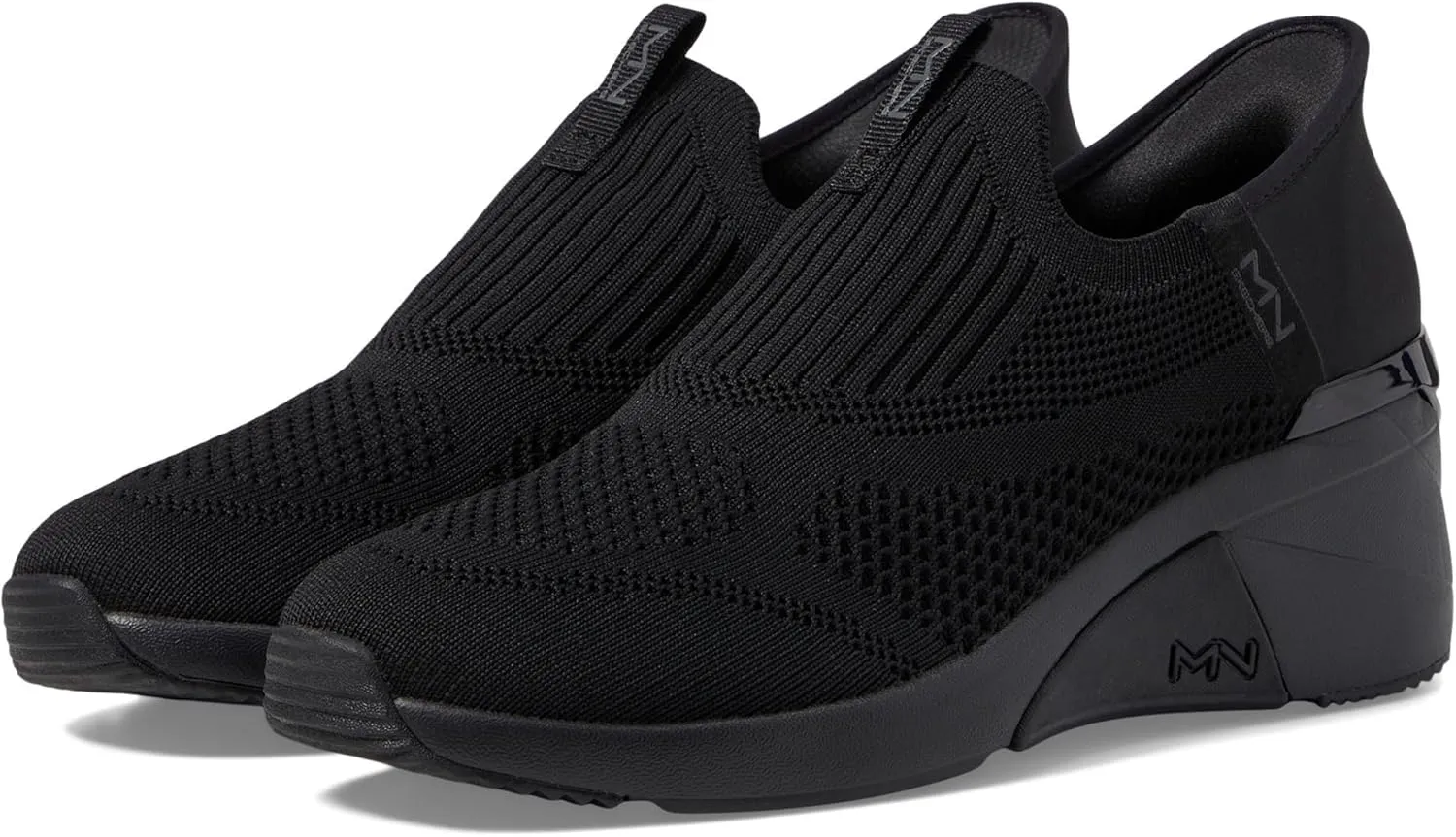 Skechers Women's A-Wedge-Crecent Hands Free Slip-ins Sneaker, Black/Black, 8.5