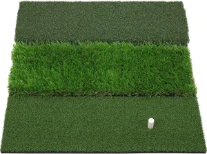 SkyLife Tri-Turf/Dual-Turf Golf Hitting Mat 24'' x 25'', Driving Chipping Putting Training Aids for Backyard Home Garage Outdoor Practice with TEEs (XL Tri-Turf (24'' x 25''))
