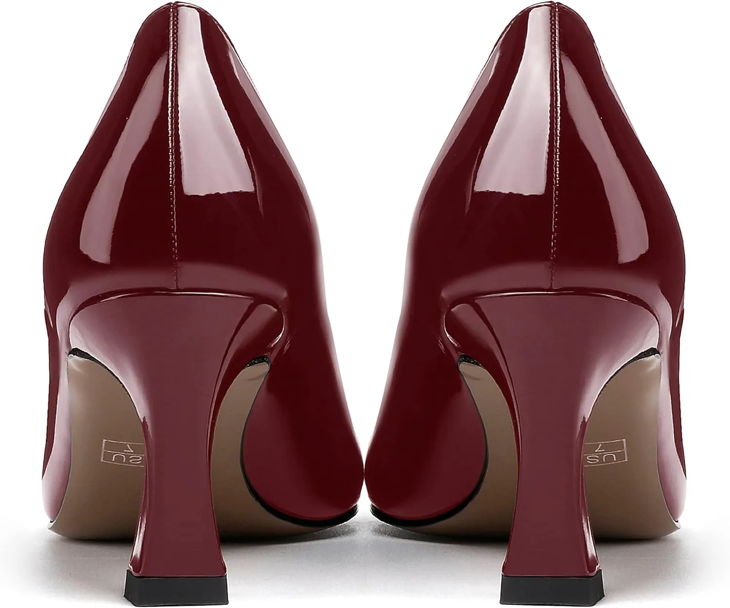 SKYSTERRY Women's Casual Round Toe Patent Bow Slip On Wedding Spool Mid Heel Pumps Shoes 2.5 Inch
