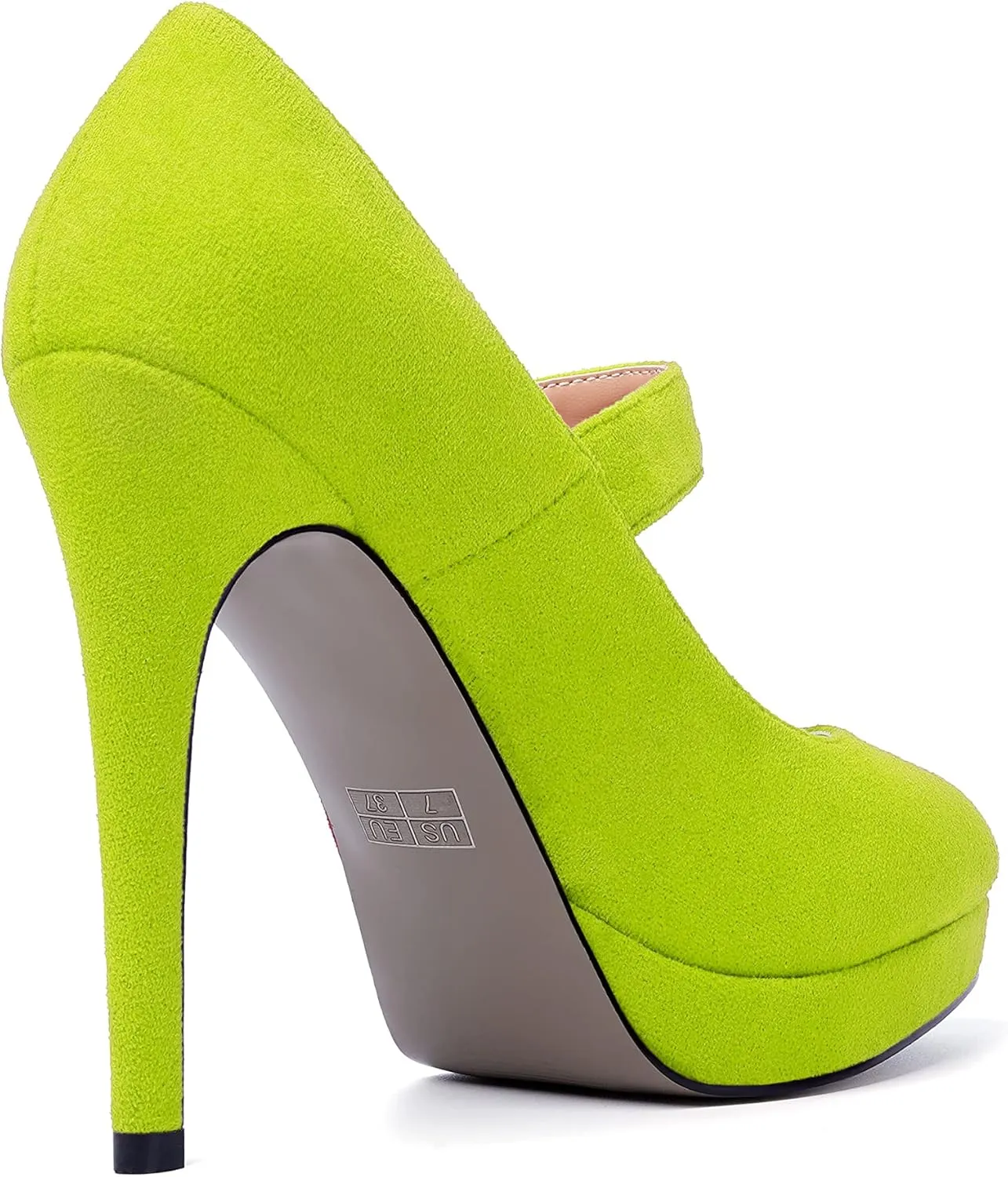 SKYSTERRY Womens Evening Round Toe Suede Sexy Buckle Platform Stiletto High Heel Pumps Shoes 4.7 Inch