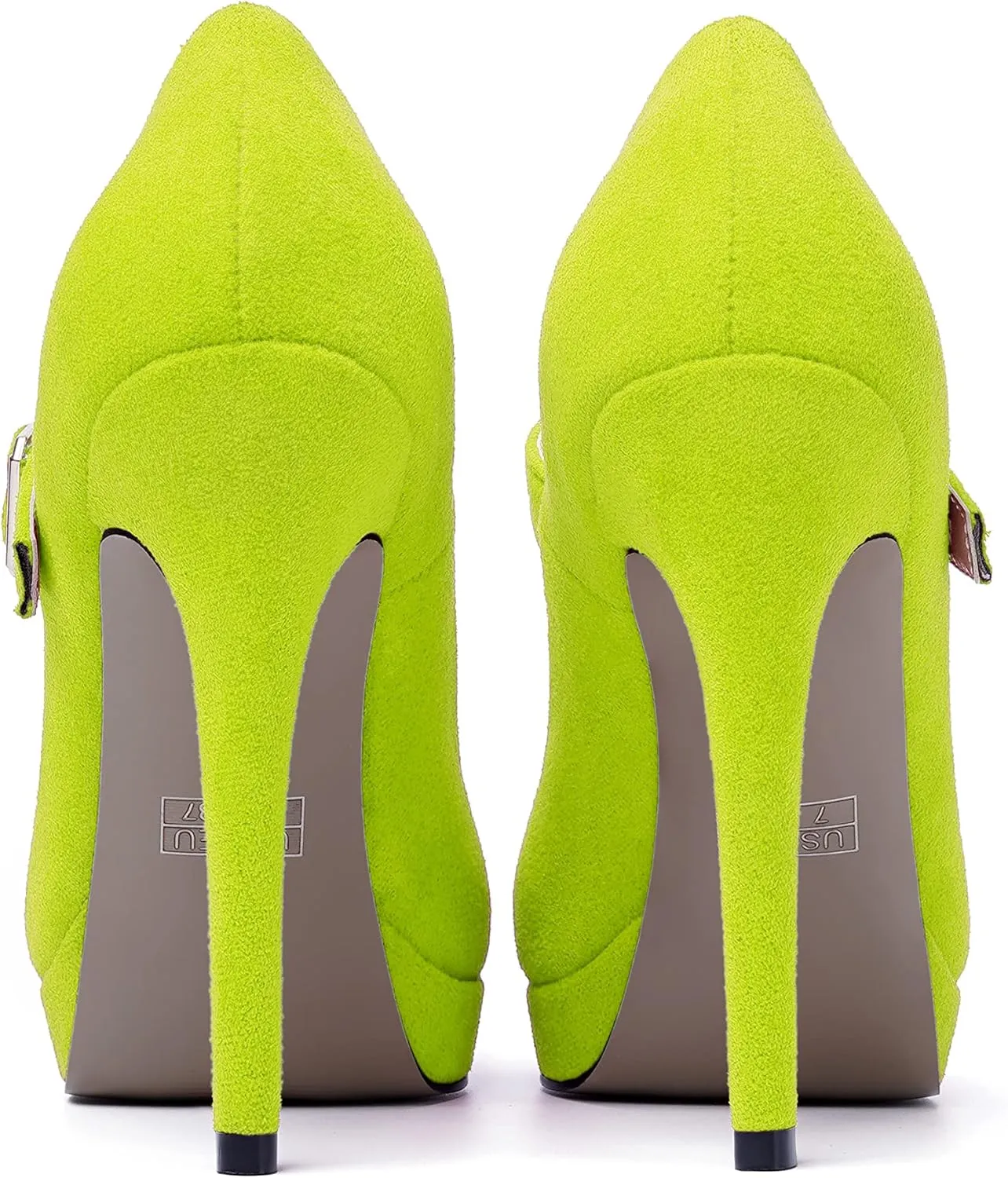 SKYSTERRY Womens Evening Round Toe Suede Sexy Buckle Platform Stiletto High Heel Pumps Shoes 4.7 Inch