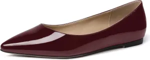 SKYSTERRY Women's Patent Office Casual Pointed Toe Slip On Flats Shoes