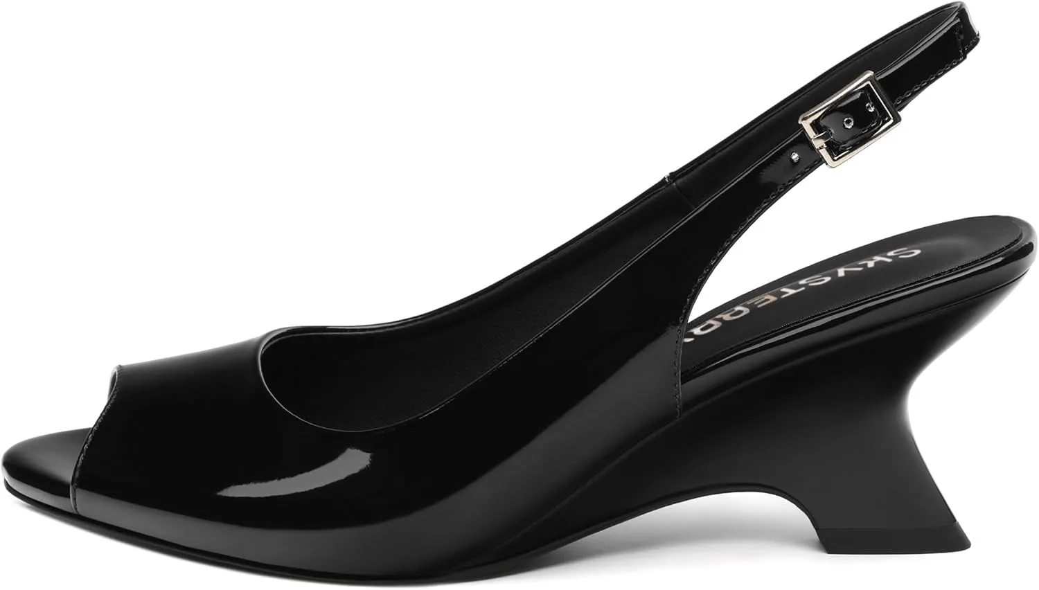 SKYSTERRY Women's Peep Toe Slingback Kitten Wedge Heel Sandals Low Heel Comfortable Sexy Dress Pumps Shoes for Wedding Party Evening 2.4 Inch
