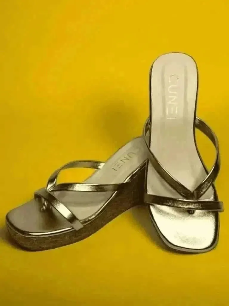 Sleek and Stylish Golden Wedges