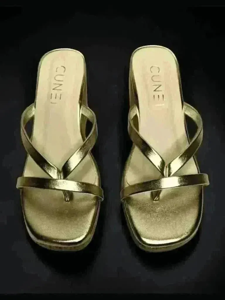 Sleek and Stylish Golden Wedges