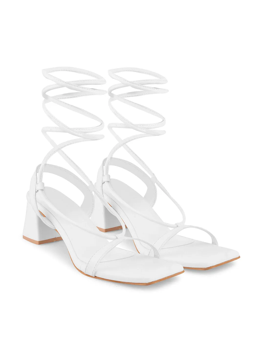 Sleek Lace-Up Block Heel Sandals