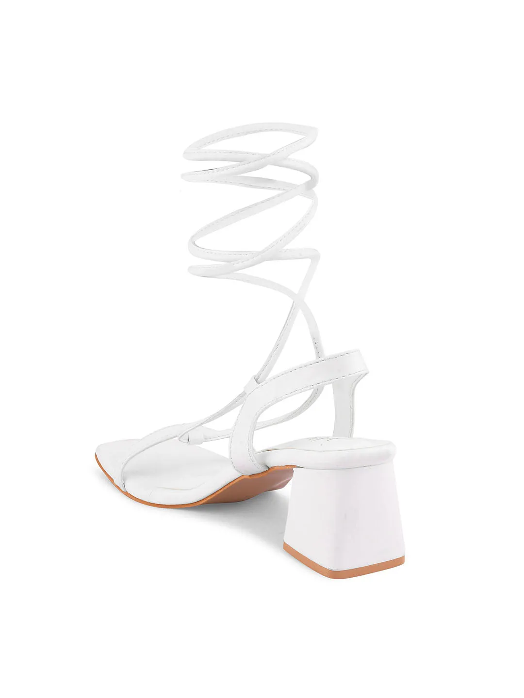 Sleek Lace-Up Block Heel Sandals