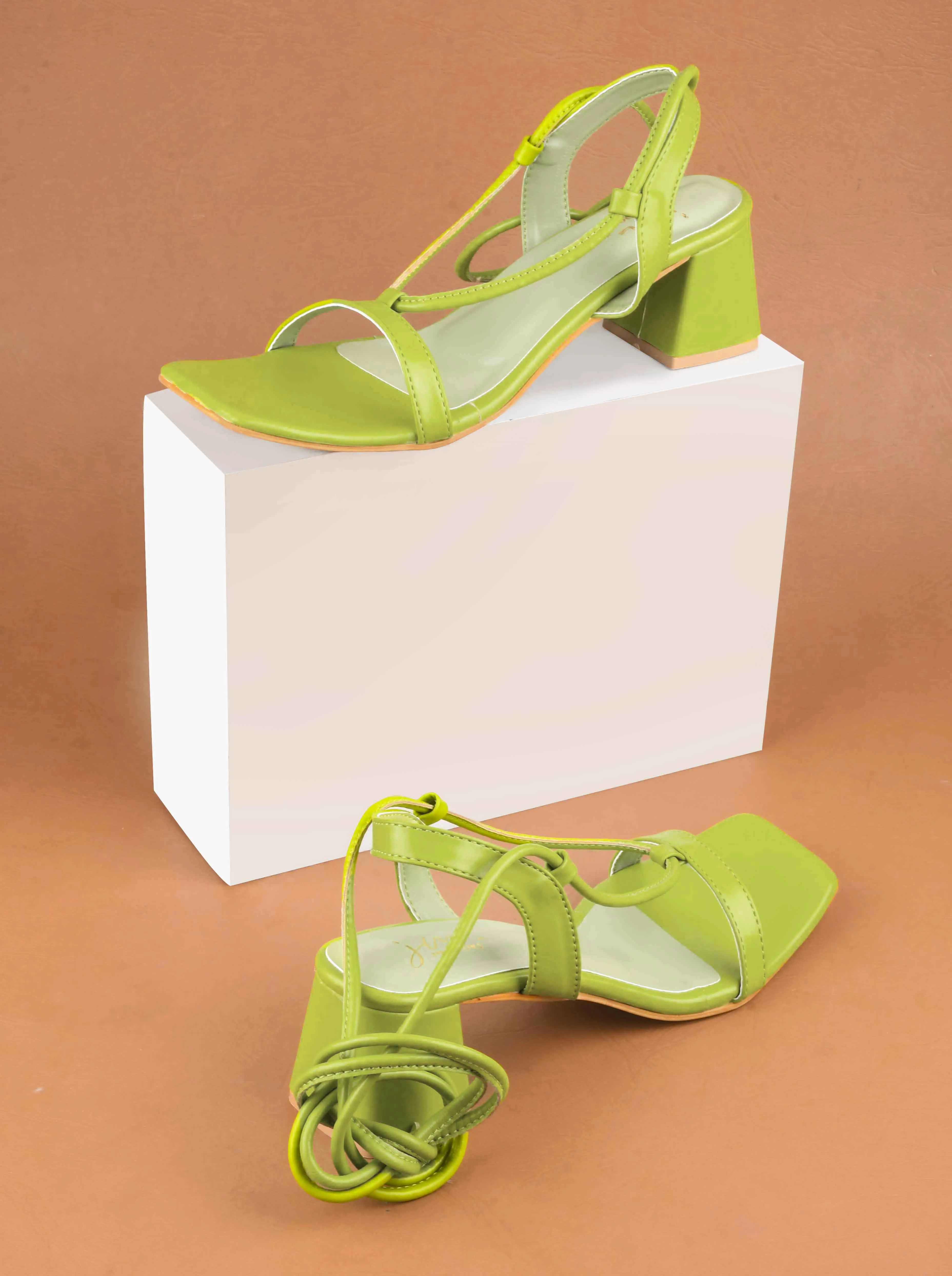 Sleek Lace-Up Block Heel Sandals