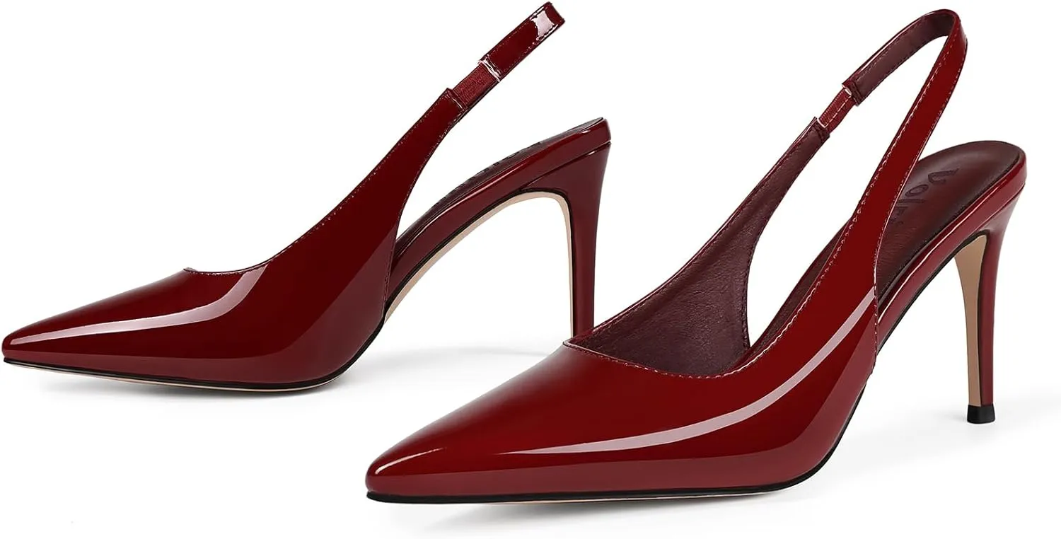 Slingback Heels for Women Pointed Closed Toe Stiletto Pumps Slip-On Dress Shoes Elegant Comfortable Women's Heels for Party Wedding