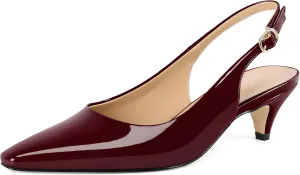 Slingback Pumps Kitten Heels for Women Low Heel Pump Square Toe Shoes Elegant Comfortable Pump 2 Inch Adorable Heel