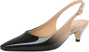 Slingback Pumps Kitten Heels for Women Low Heel Pump Square Toe Shoes Elegant Comfortable Pump 2 Inch Adorable Heel