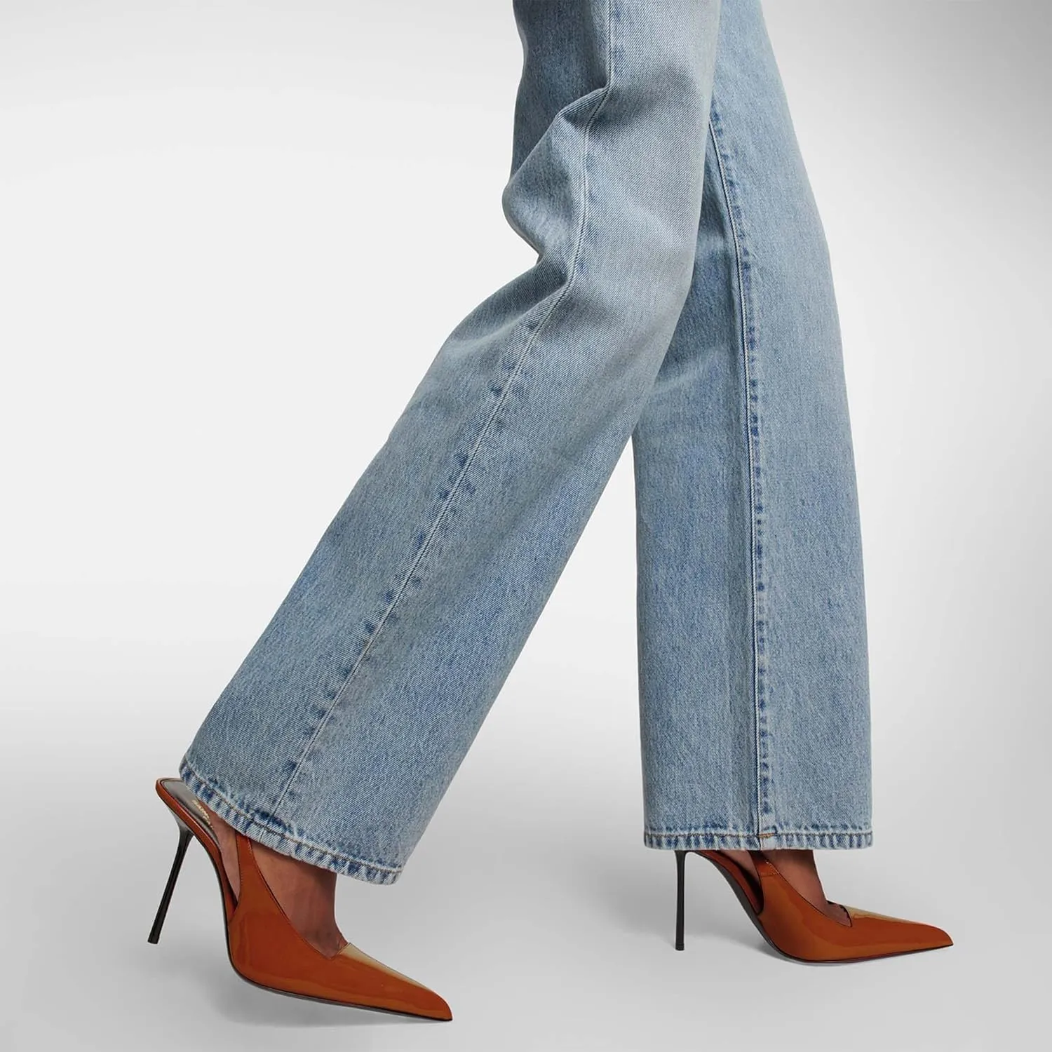 Slingback Stiletto Heels for Women Pointed Toe Slip On Patent Leather Pumps Backless Stretch Strap Dress High Heels