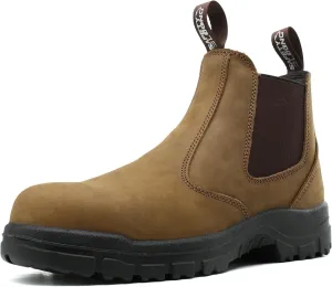 Slip on Work Boots for Men Soft/Composite Toe Comfort Leather Abrasion Puncture Slip Resistant Sole Safety Chelsea